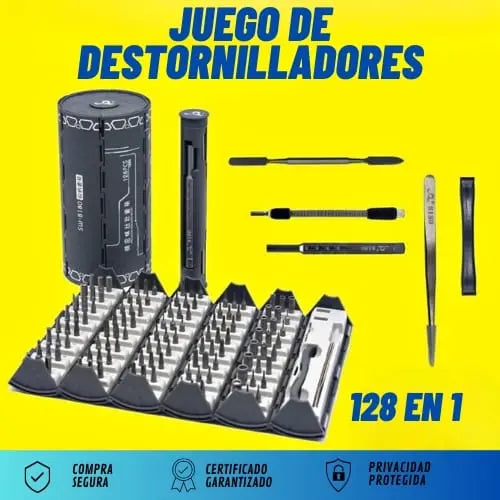 JUEGO DE 128 DESTORNILLADORES EN 1